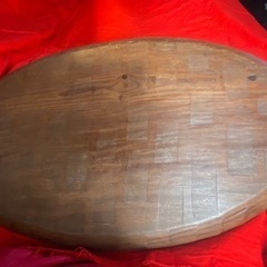 アンティーク　骨董　民藝　欅材　ボタンの花かな？くり盆　楕円形の画像