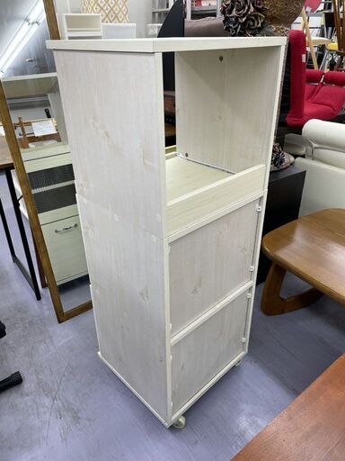キャスター付き スリムレンジボード 幅45×奥行42×高さ120cm 食器棚 