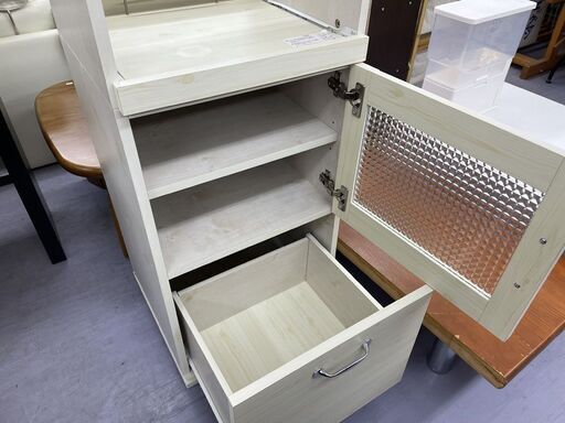 キャスター付き スリムレンジボード 幅45×奥行42×高さ120cm 食器棚 