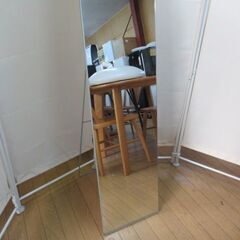 スタンドミラー/姿見/全身鏡/ノンフレーム/150×30cm/中古品/J6475/の画像