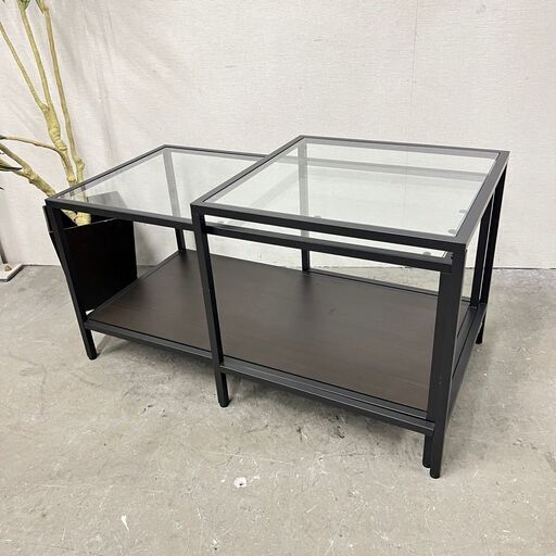  15051  IKEA 伸縮ガラスローテーブル　センターテーブル　VITTSJO   ◆大阪市内・東大阪市他 5,000円以上ご購入