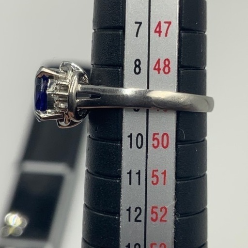 Pt900 プラチナ900 サファイヤリング　ダイヤモンドリング　4.7g 1.31ct 0.06ct