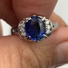 Pt900 プラチナ900 サファイヤリング　ダイヤモンドリング　4.7g 1.31ct 0.06ct