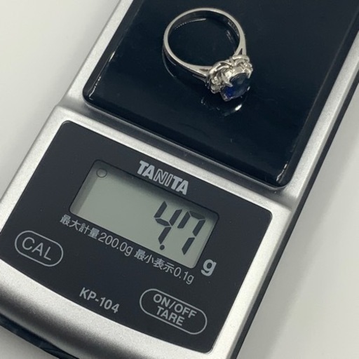 Pt900 プラチナ900 サファイヤリング　ダイヤモンドリング　4.7g 1.31ct 0.06ct
