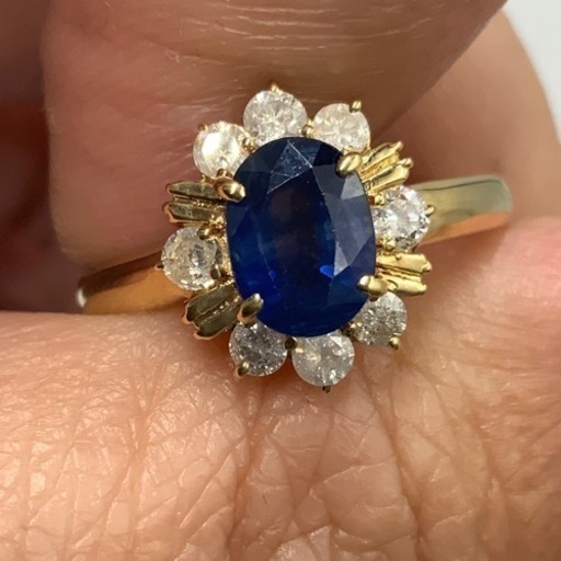 K18 18金　サファイヤリング　ダイヤモンドリング　2.3g 1ct 0.36ct
