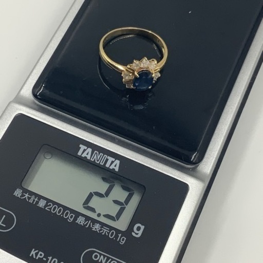 K18 18金　サファイヤリング　ダイヤモンドリング　2.3g 1ct 0.36ct