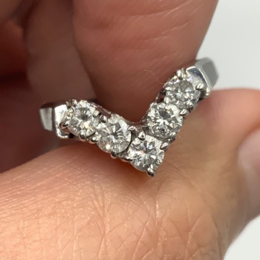 pt850 プラチナ850 ダイヤモンドリング　V型リング　0.58ct 4.9g