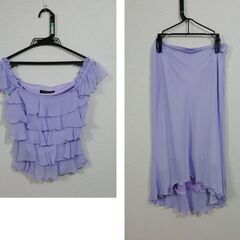【used】【美品】 JEAN MACLEAN ジャンマクレーン ラベンダー ツーピース ドレス クリーニング済の画像