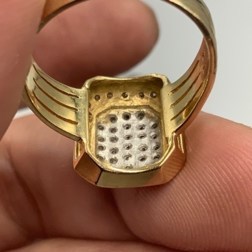 K18 pt900 コンビ　ダイヤモンドリング　6.1g 0.41ct