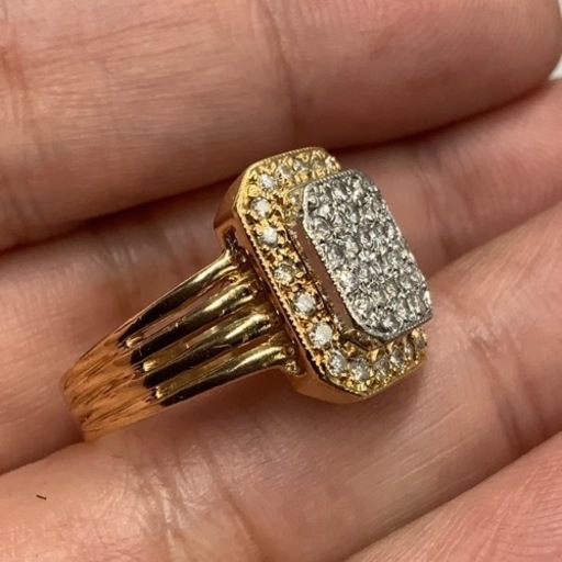 K18 pt900 コンビ　ダイヤモンドリング　6.1g 0.41ct