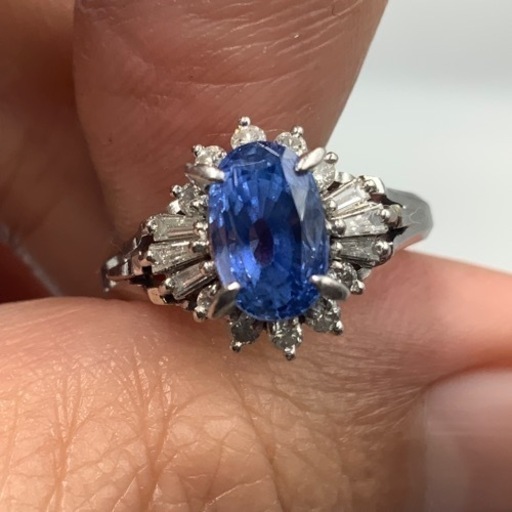 Pt900 プラチナ900 サファイヤリング　ダイヤモンドリング　4.9g 2.01ct 0.28ct