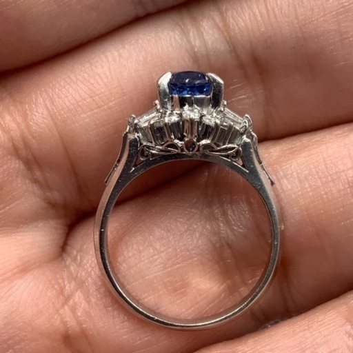 Pt900 プラチナ900 サファイヤリング　ダイヤモンドリング　4.9g 2.01ct 0.28ct