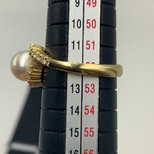 K18 18金　パールリング　ダイヤモンドリング　5.3g 0.41ct