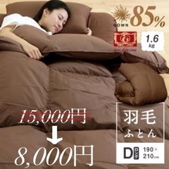 【大幅値下げ!!】羽毛布団 ダブルロング (ブラウン色) エクセ...