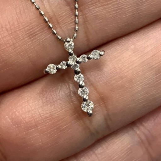 pt850 pt900 ダイヤモンドクロスネックレス　2.9g 0.24ct
