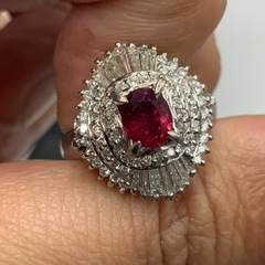 Pt900 ルビー ダイヤモンドリング 0.77ct 0.9ct 8.5g