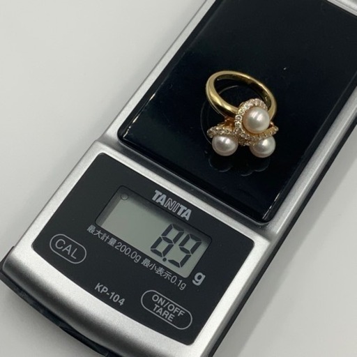 K18 18金　パール　ダイヤモンドリング　1ct 8.9g