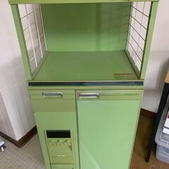 ★スチール製★キッチン収納庫・ライスストッカー付★　電子レンジ・...