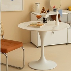 【新品】 大理石風の円形テーブル