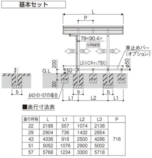 新品サイクルポート?YKKAPアリュースミニ600タイプ　サイズ別で2セットあります