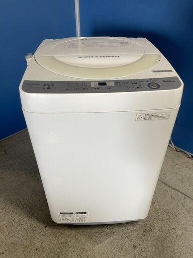 【良品】SHARP 6.0kg洗濯機 ES-GE6B-W 2017年製 通電確認済み 人気 早い者勝ち！ 引取歓迎 配送OK