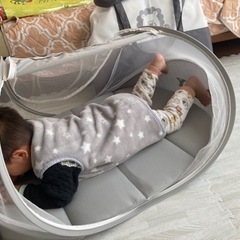 お昼寝コンパクトベッド　蚊帳　赤ちゃん　美品の画像