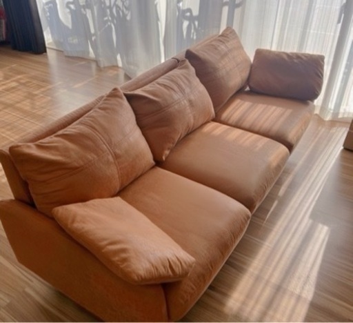 ソファ　3人掛けソファ　ファブリックソファ　ダイニングソファ　ブラウン　キャメル