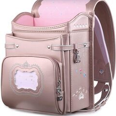 【新品】人気可愛い 女の子ランドセル お姫様・王冠デザイン 高級 大容量 軽量 6年保証 全国送料無料 スクールバック 小学生通学カバン シャンパンゴールドの画像