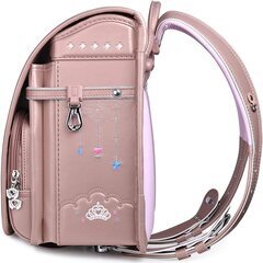 【新品】人気可愛い 女の子ランドセル お姫様・王冠デザイン 高級 大容量 軽量 6年保証 全国送料無料 スクールバック 小学生通学カバン シャンパンゴールドの画像