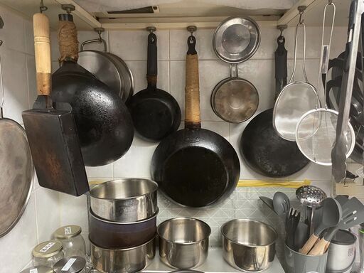 お得！9点セット　しっかり育った鉄フライパン3点　中華鍋1点　　ティファール4点　蒸し鍋1点