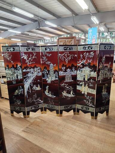 【愛品倶楽部柏店】6連 螺鈿細工衝立