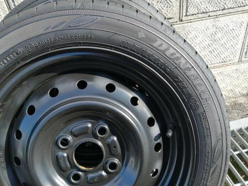 新車外し　軽用ノーマルタイヤ　鉄ホイール付き