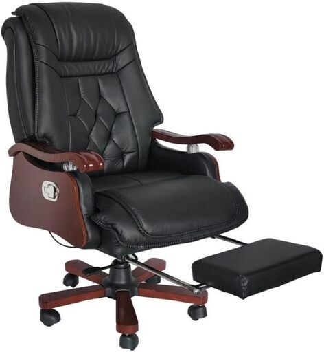 [美品 / 完成品] 牛本革 19cm厚 エグゼクティブチェア [ロッキング / リクライニング /オットマン]