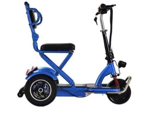 電動シニアカート！電動車椅子 電動車いす りたたみ 軽量 コンパクト 電動カート スクーター 三輪車 障害者、高齢者、大人に適しています。取り外し可能なバッテリー 運転免許不要！,ブルー,Endurance 45km/27.9mi