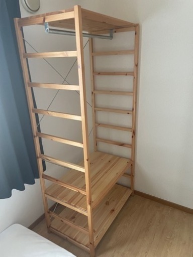 【取引中】無印良品 木製ユニットシェルフ（ステンレスバー）