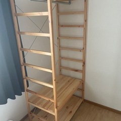 【取引中】無印良品 木製ユニットシェルフ（ステンレスバー）の画像