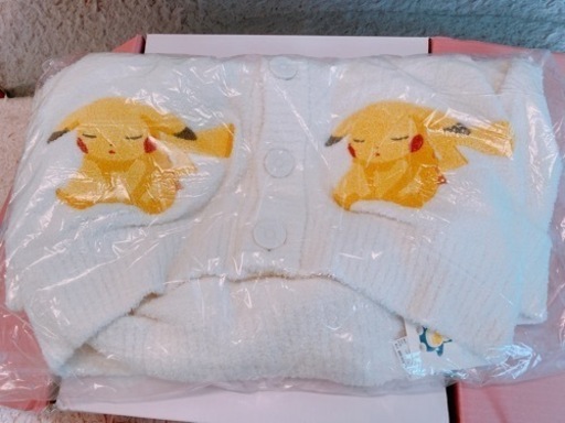 カーディガン　ジェラピケポケモン　ショッパーと布袋付き　ベビモコジャガードショール 　 ピカチュウSMサイズ