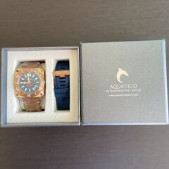新品★腕時計　AQUATICO ダイバーズウォッチ「ブロンズブルー」の画像