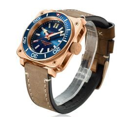 新品★腕時計　AQUATICO ダイバーズウォッチ「ブロンズブルー」の画像