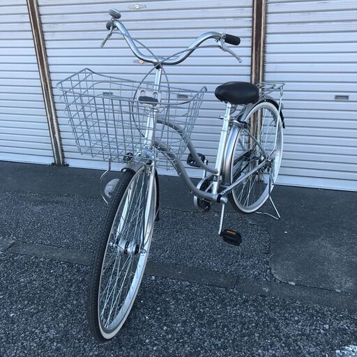 ★ジモティ割あり★  軽快自転車 26インチ シルバー クリーニング済み KJ3811