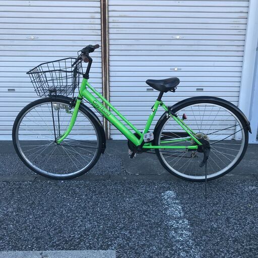 ★ジモティ割あり★  軽快自転車 27インチ グリーン クリーニング済み KJ3812