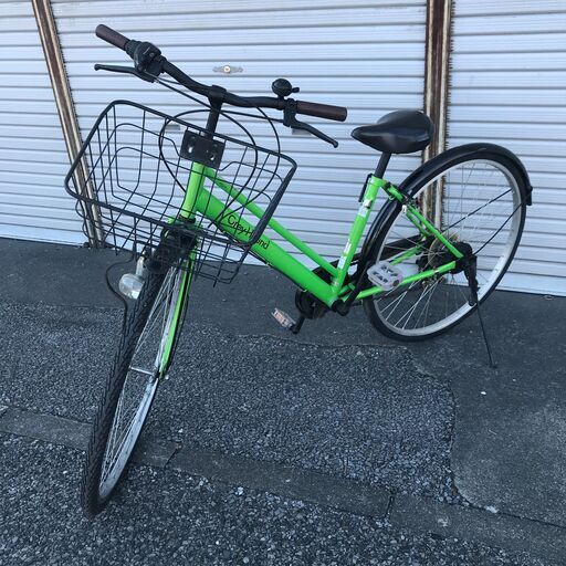 ★ジモティ割あり★  軽快自転車 27インチ グリーン クリーニング済み KJ3812