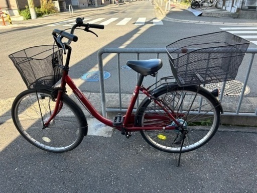 24インチ 自転車 ママチャリ 全カバー 前後カゴ付き 中古 LEDライト