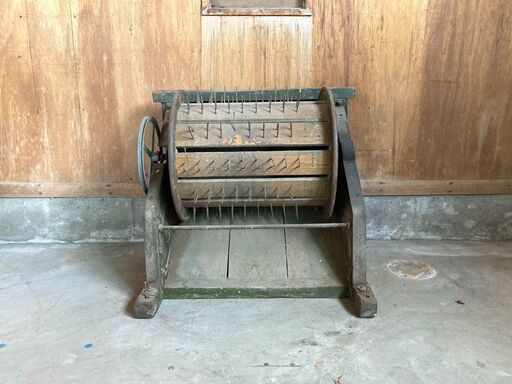 富國式脱穀機 昭和レトロの農機具 ヴィンテージ金属看板付(足踏み無し)