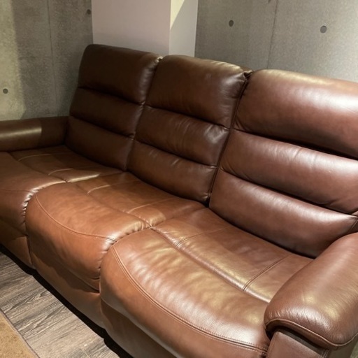 相合家具 1人掛けソファー オットマン付き ライトグレー 【トレファク