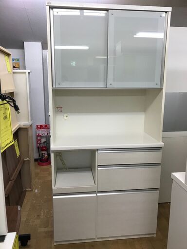 【FU671】★松田家具 2枚扉システムキッチンカウンターボード ホワイト ニコルSレンジ