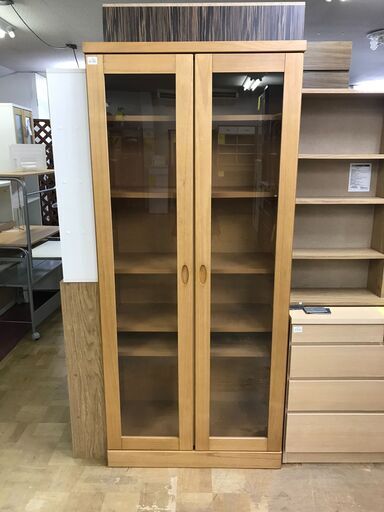 【FU673】★サンコウ 2枚扉本棚 ナチュラル ブックスNA80