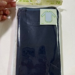 ユニクロベビー【長袖ロンパース】70.ネイビー