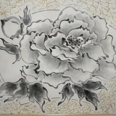 著名書道家に書いてもらった墨彩画の画像