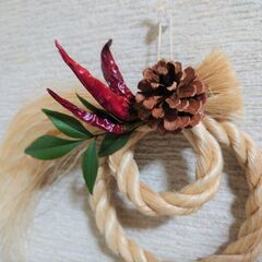 しめ縄・しめ飾りを手作りしませんか？麻やまこも、古代米の稲わらを使いますの画像